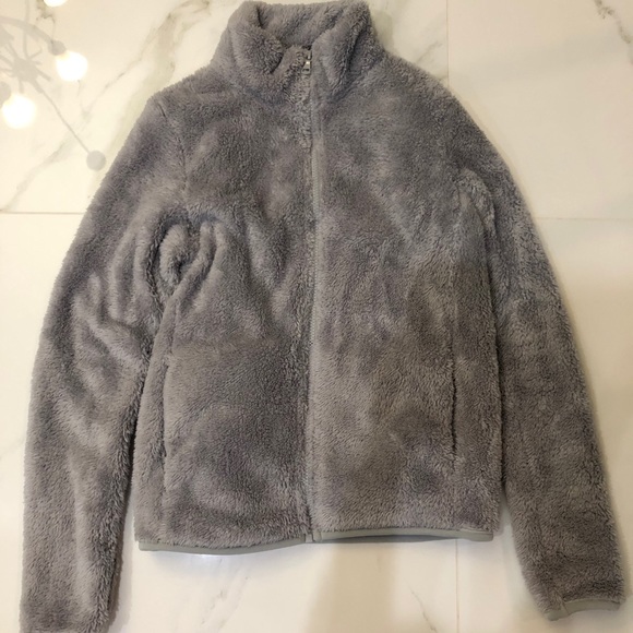 Uniqlo Grey Sherpa Fleece Zip-Up Jacket Size: XS